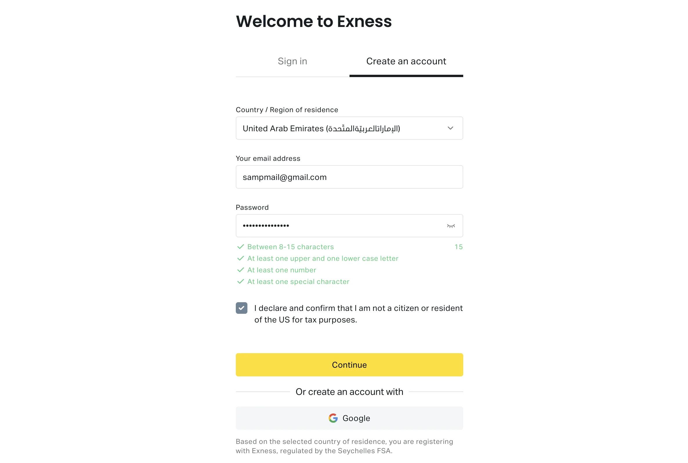 Exness Sign Up Process