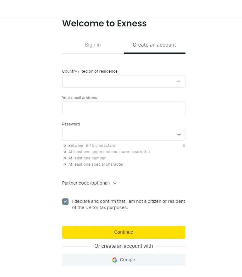 Open an Exness Account